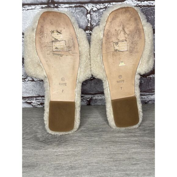 Raye Sherp Ivory Cream Faux Fur Slippers Casual Sandals Women’s Sz 7M US/38EU - Picture 7 of 16